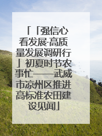「强信心 看发展·高质量发展调研行」初夏时节农事忙——武威市凉州区推进高标准农田建设见闻