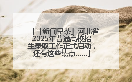 「新闻早茶」河北省2025年普通高校招生录取工作正式启动，还有这些热点……
