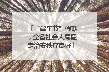 “端午节”假期，全省社会大局稳定治安秩序良好