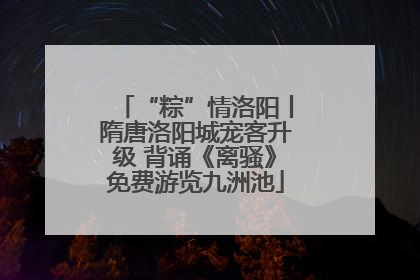 “粽”情洛阳丨隋唐洛阳城宠客升级 背诵《离骚》免费游览九洲池