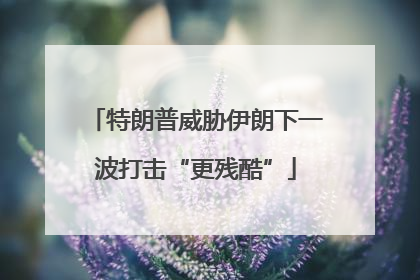 特朗普威胁伊朗下一波打击“更残酷”