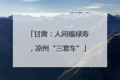 甘肃：人间福禄寿，凉州“三套车”