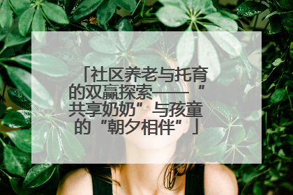 社区养老与托育的双赢探索——“共享奶奶”与孩童的“朝夕相伴”