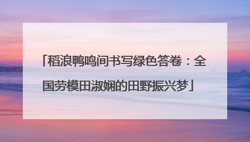 稻浪鸭鸣间书写绿色答卷：全国劳模田淑娴的田野振兴梦