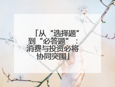 从“选择题”到“必答题”：消费与投资必将协同突围