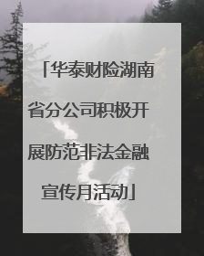 华泰财险湖南省分公司积极开展防范非法金融宣传月活动