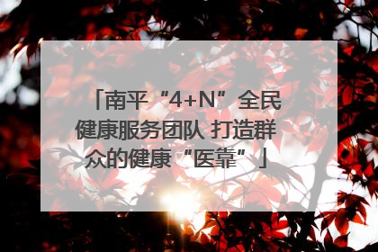 南平“4+N”全民健康服务团队 打造群众的健康“医靠”
