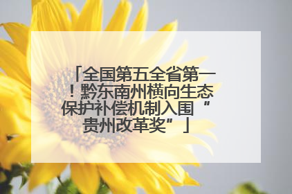 全国第五全省第一！黔东南州横向生态保护补偿机制入围“贵州改革奖”