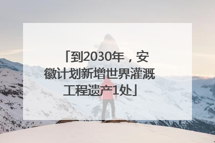 到2030年，安徽计划新增世界灌溉工程遗产1处