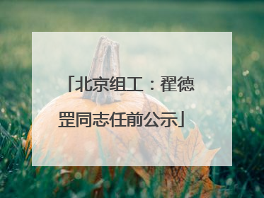 北京组工：翟德罡同志任前公示