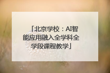 北京学校：AI智能应用融入全学科全学段课程教学