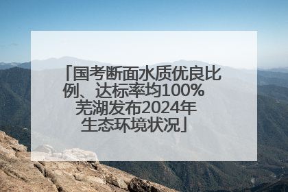 国考断面水质优良比例、达标率均100% 芜湖发布2024年生态环境状况