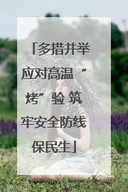 多措并举应对高温“烤”验 筑牢安全防线保民生