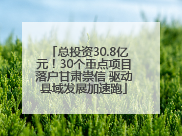 总投资30.8亿元！30个重点项目落户甘肃崇信 驱动县域发展加速跑