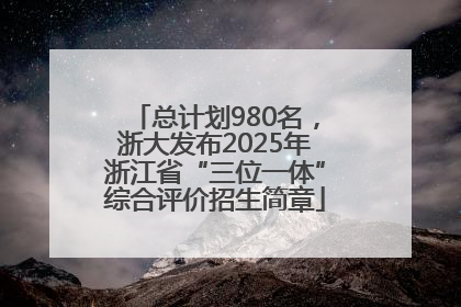 总计划980名，浙大发布2025年浙江省“三位一体”综合评价招生简章