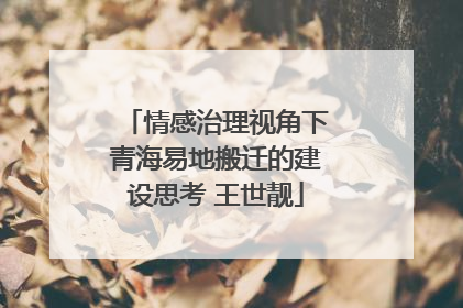 情感治理视角下青海易地搬迁的建设思考 王世靓