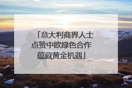 意大利商界人士点赞中欧绿色合作蕴藏黄金机遇