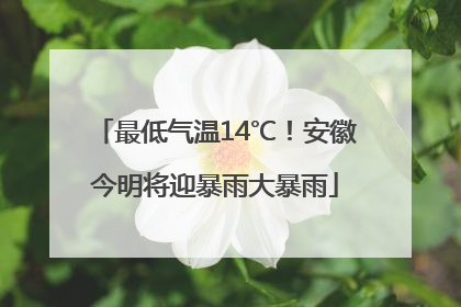 最低气温14℃！安徽今明将迎暴雨大暴雨