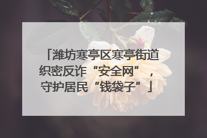 潍坊寒亭区寒亭街道织密反诈“安全网”，守护居民“钱袋子”