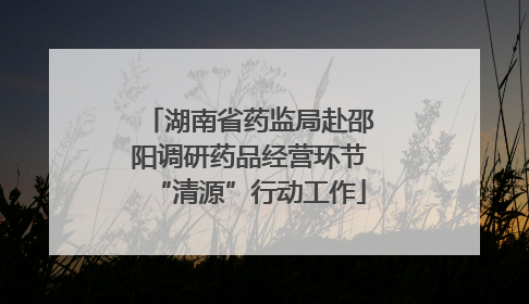 湖南省药监局赴邵阳调研药品经营环节“清源”行动工作