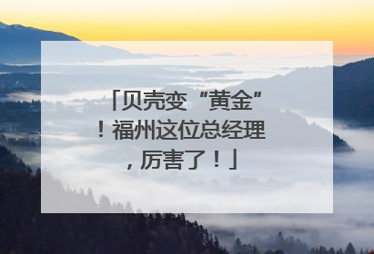 贝壳变“黄金”！福州这位总经理，厉害了！