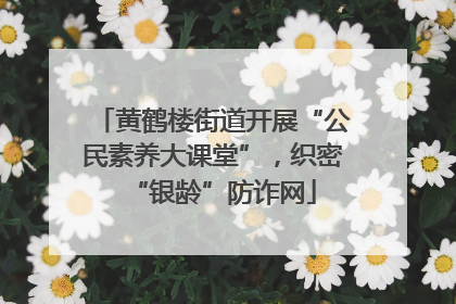 黄鹤楼街道开展“公民素养大课堂”，织密“银龄”防诈网