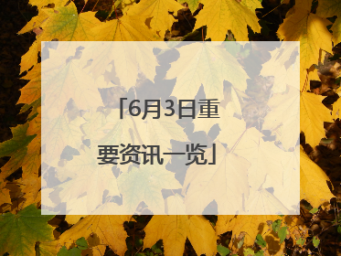 6月3日重要资讯一览
